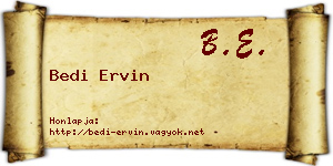Bedi Ervin névjegykártya